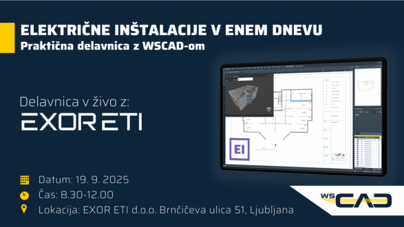Delavnica v živo: ’’Električne inštalacije v enem dnevu – praktična delavnica z WSCAD-om’’